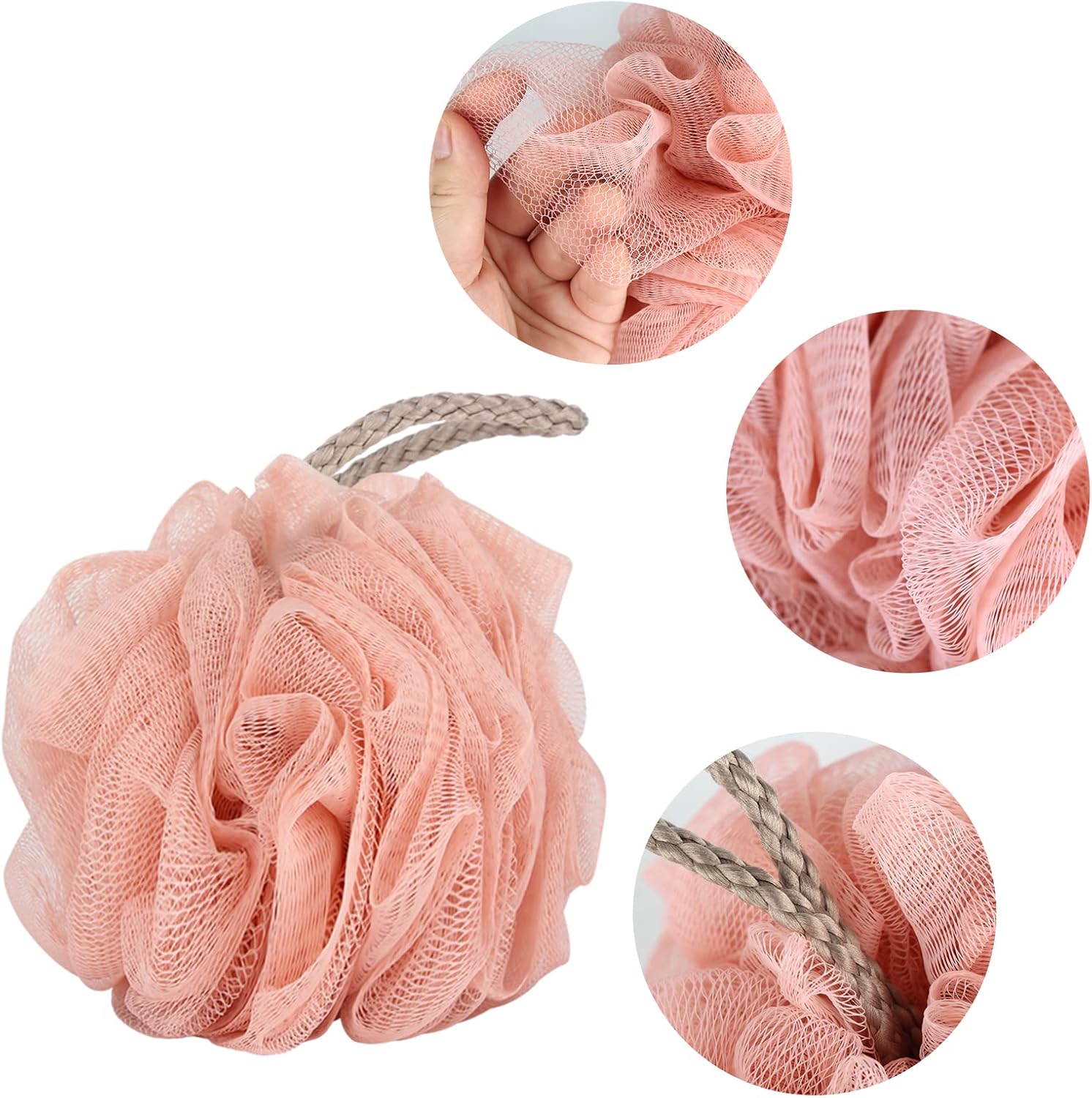 Loofah Sponge 60g Shower Loofahs 4 Colors Bath Sponges Mesh Balls for Body Scrubber Exfoliator Wash Back Scrubber Bathroom Men Women - 4 Pack Scrubbers Cleaning Bathing Accessories